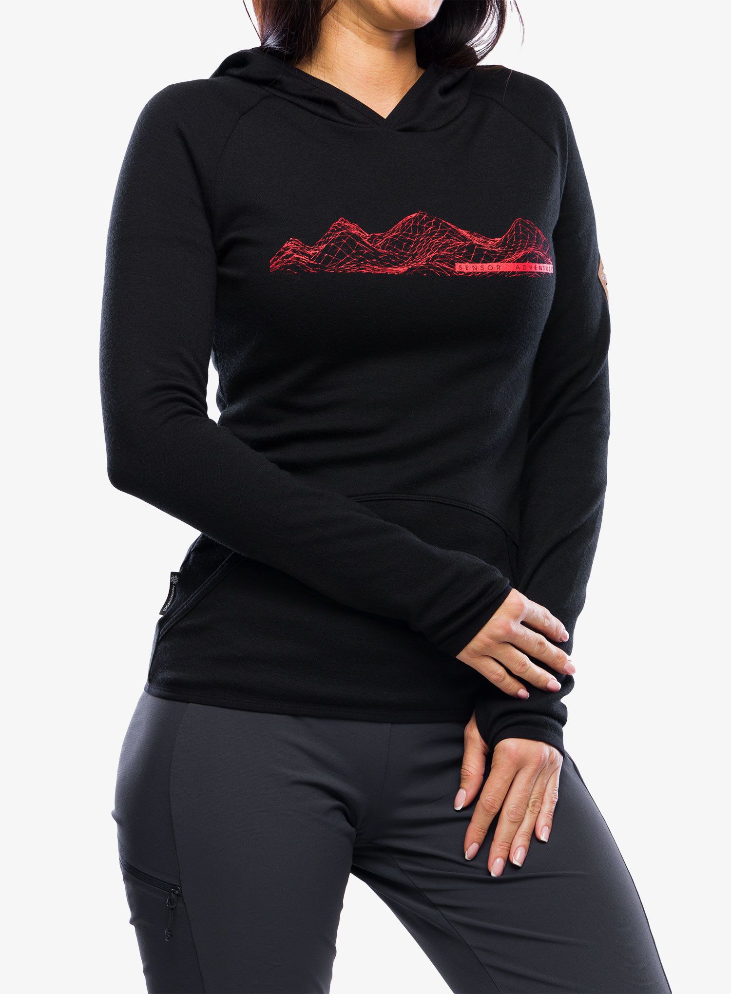 Кофта жіноча Sensor Merino Upper Fleece Hooded - black mountains