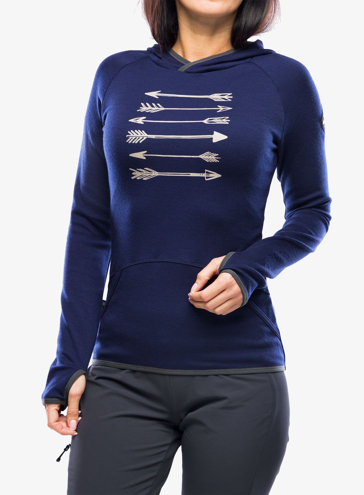 Кофта жіноча Sensor Merino Upper Fleece Hooded - deep blue arrows