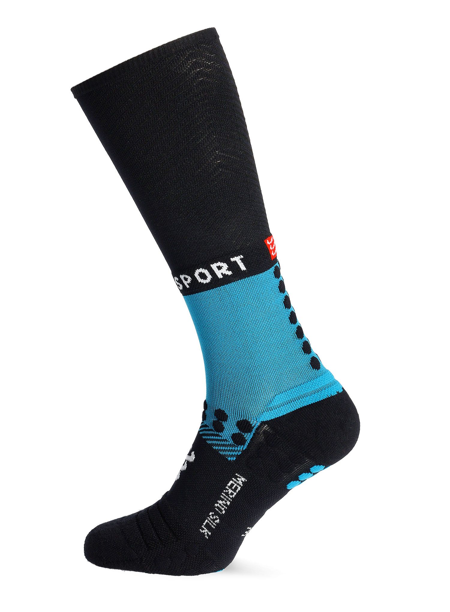 Шкарпетки для бігу Compressport Full Socks Winter Run - mosaic blue/black