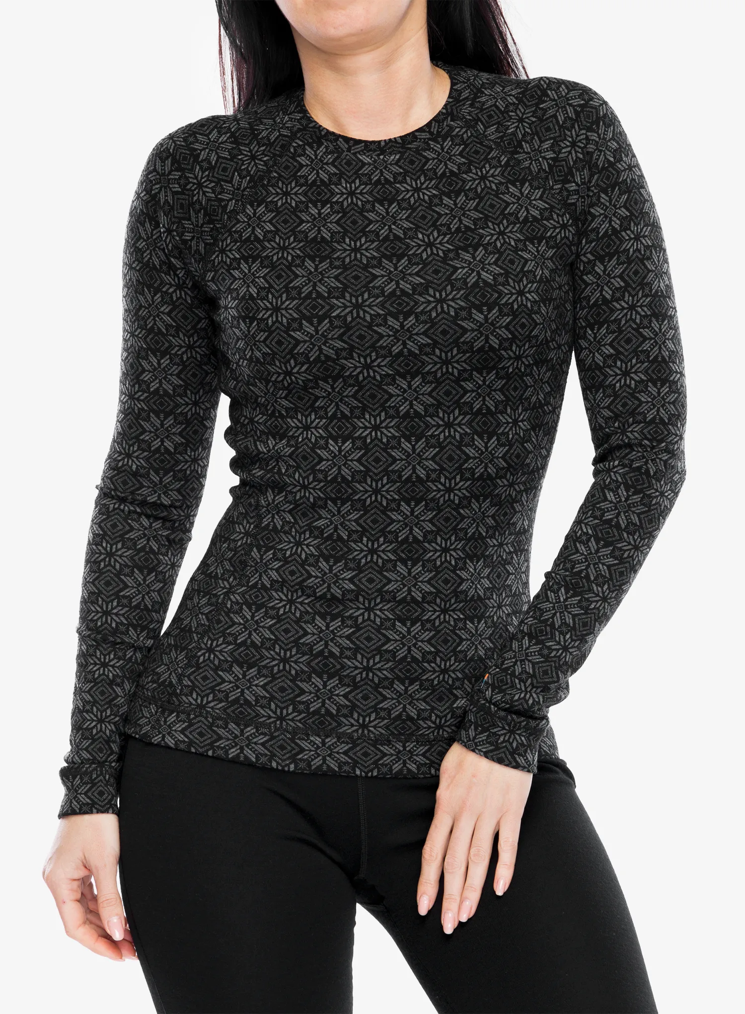 Термокофта жіноча SmartWool Merino 250 Baselayer Crew - black digi snow