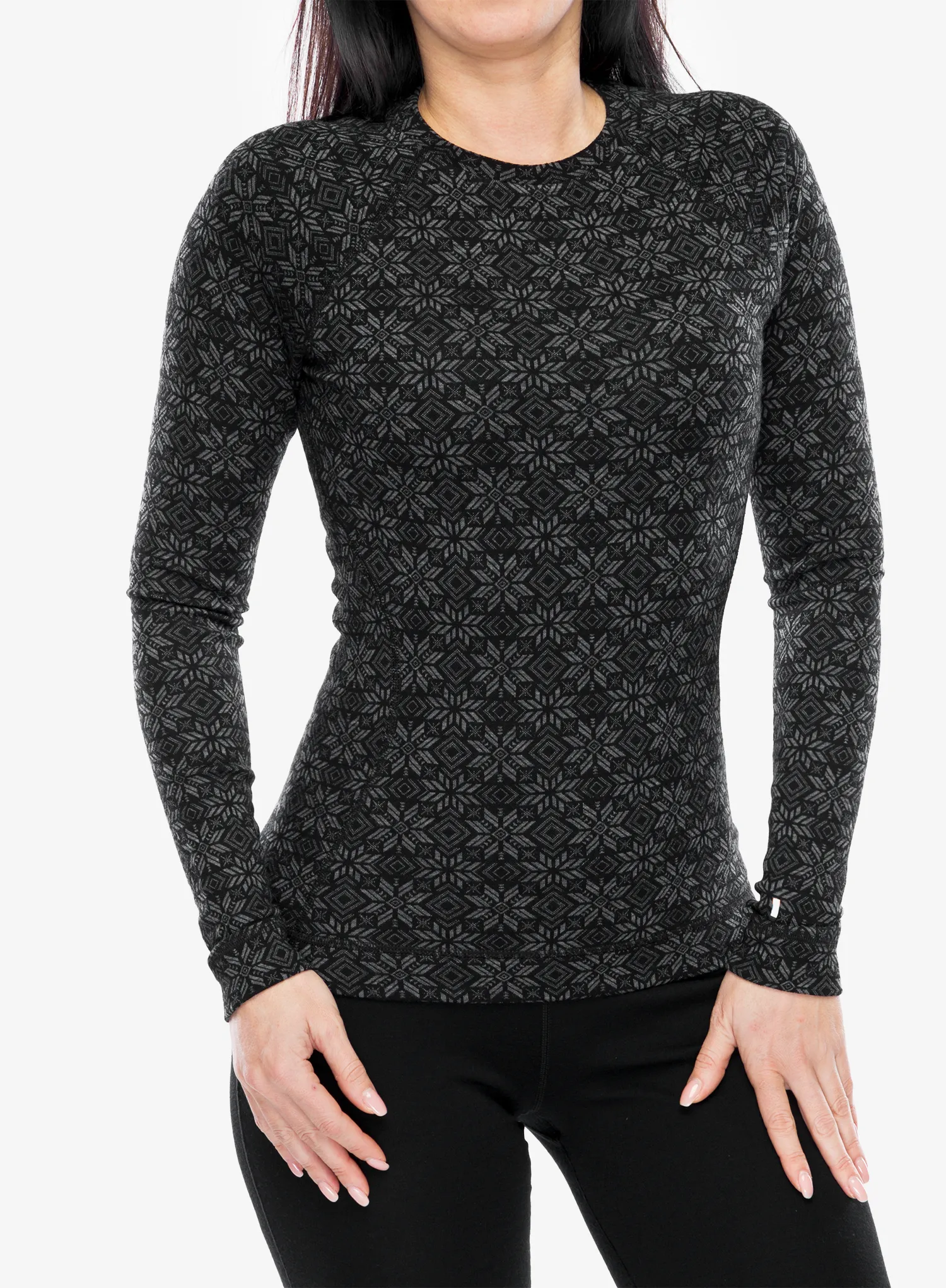 Термокофта жіноча SmartWool Merino 250 Baselayer Crew - black digi snow
