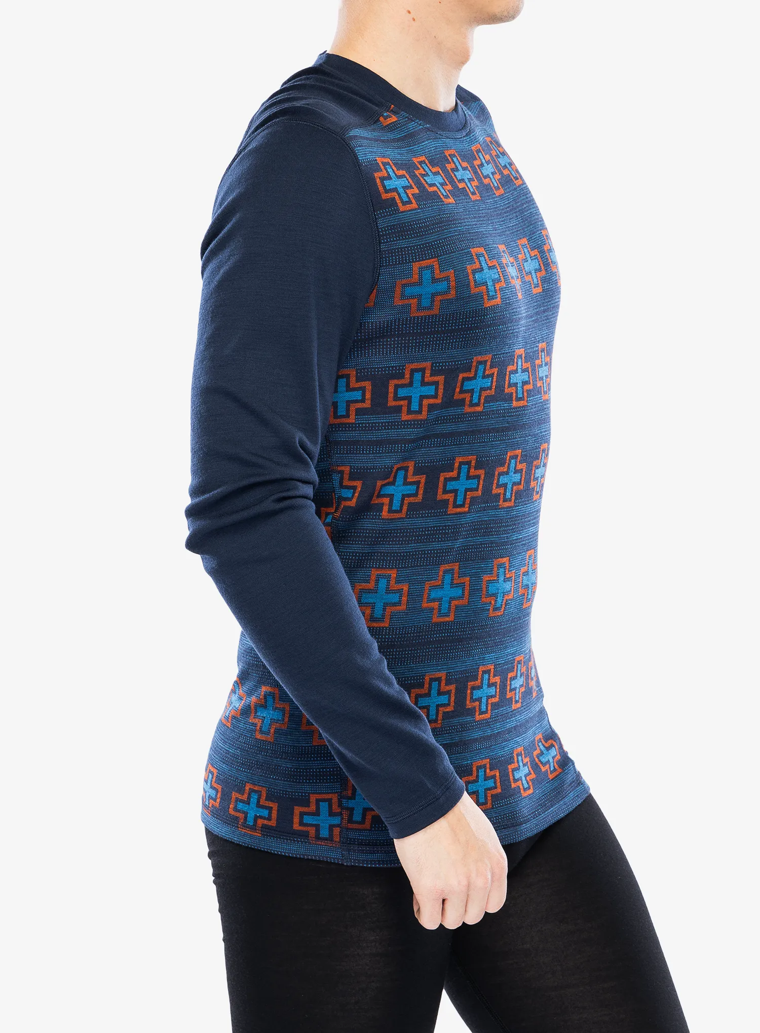 Термокофта SmartWool Merino 250 Baselayer Crew - deep navy paths crossed