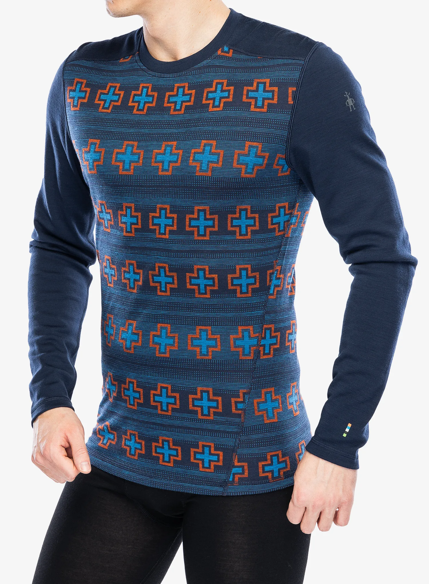Термокофта SmartWool Merino 250 Baselayer Crew - deep navy paths crossed