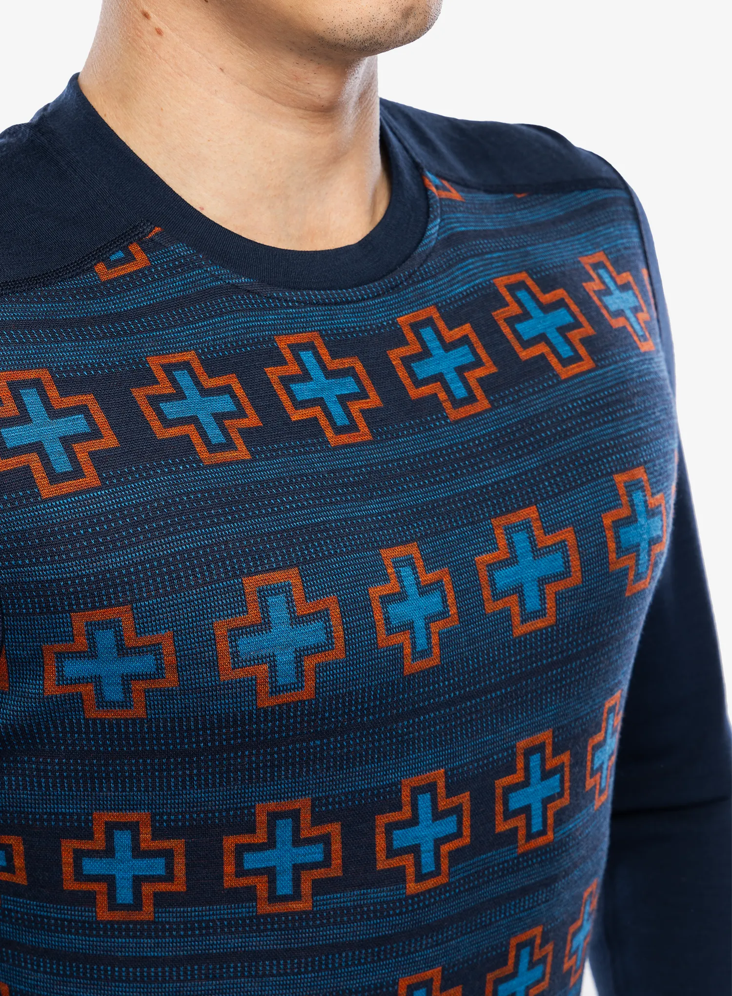 Термокофта SmartWool Merino 250 Baselayer Crew - deep navy paths crossed
