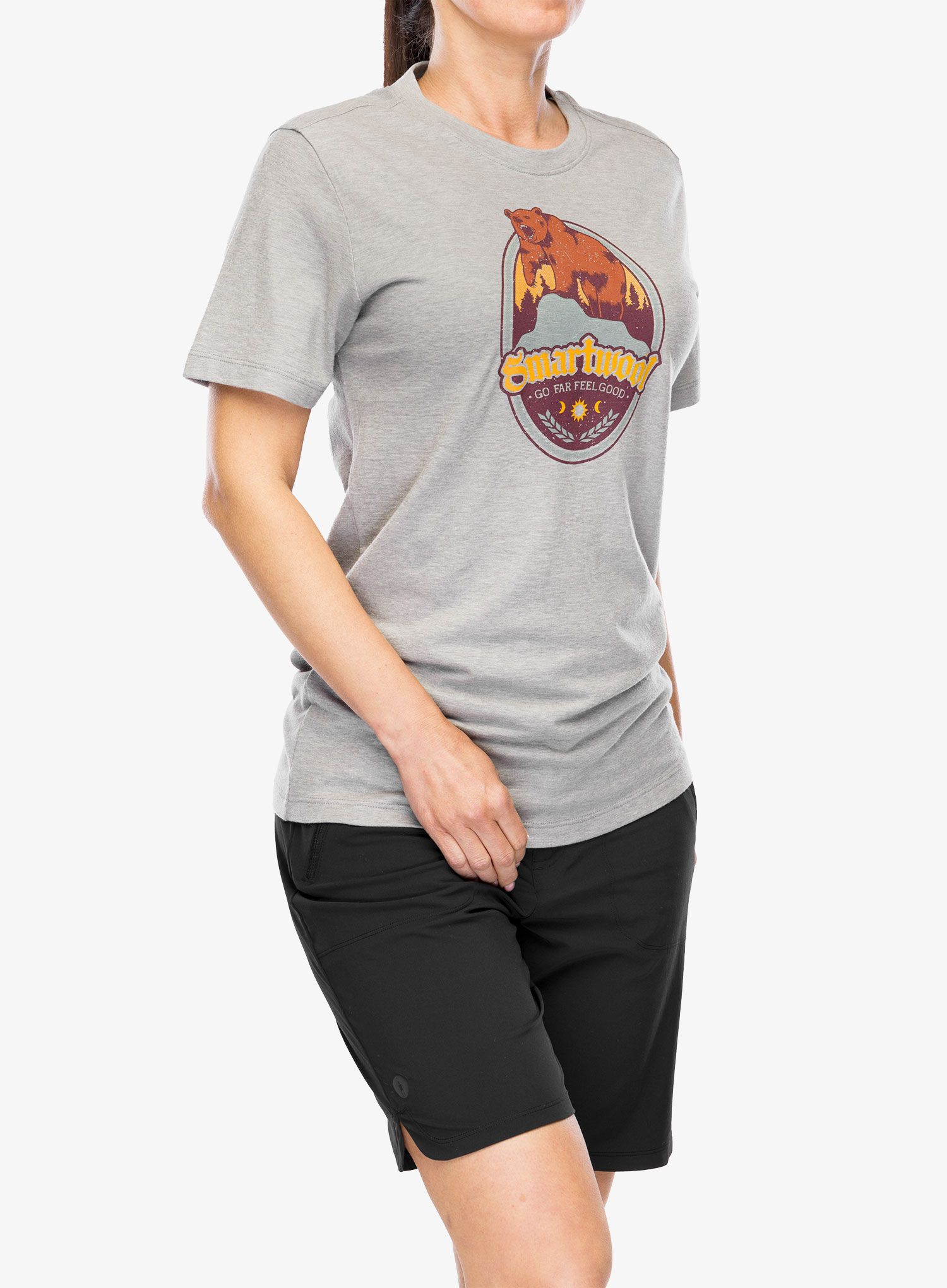 Футболка з принтом Smartwool Bear Label Graphic Short Sleeve Tee - light gray heather