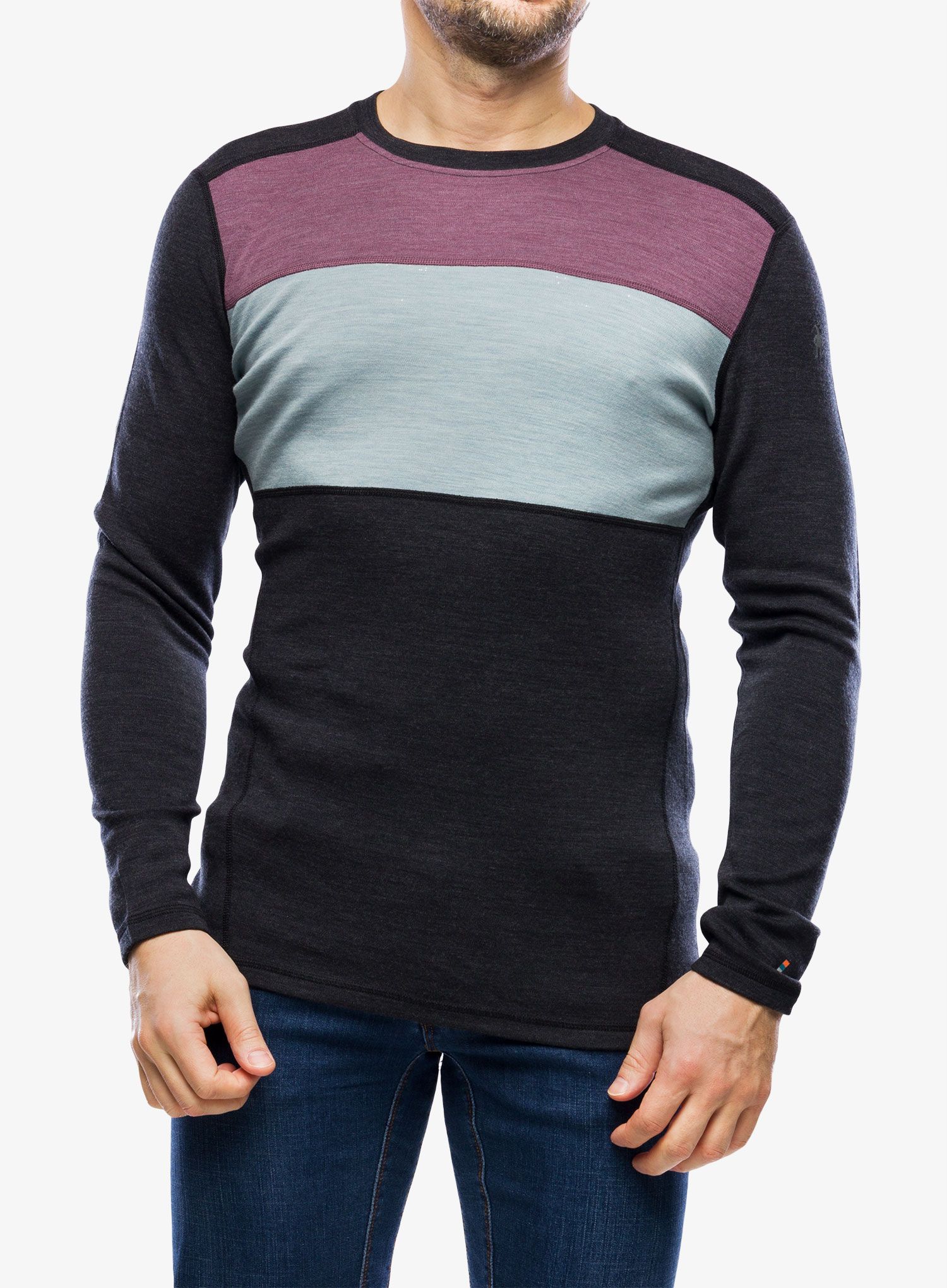 Термокофта Smartwool Classic Thermal Merino Base Layer Colorblock Crew Boxed - charcoal/argyle purple