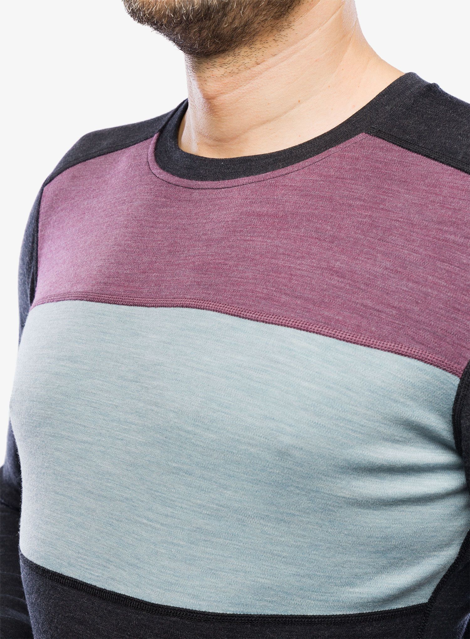 Термокофта Smartwool Classic Thermal Merino Base Layer Colorblock Crew Boxed - charcoal/argyle purple