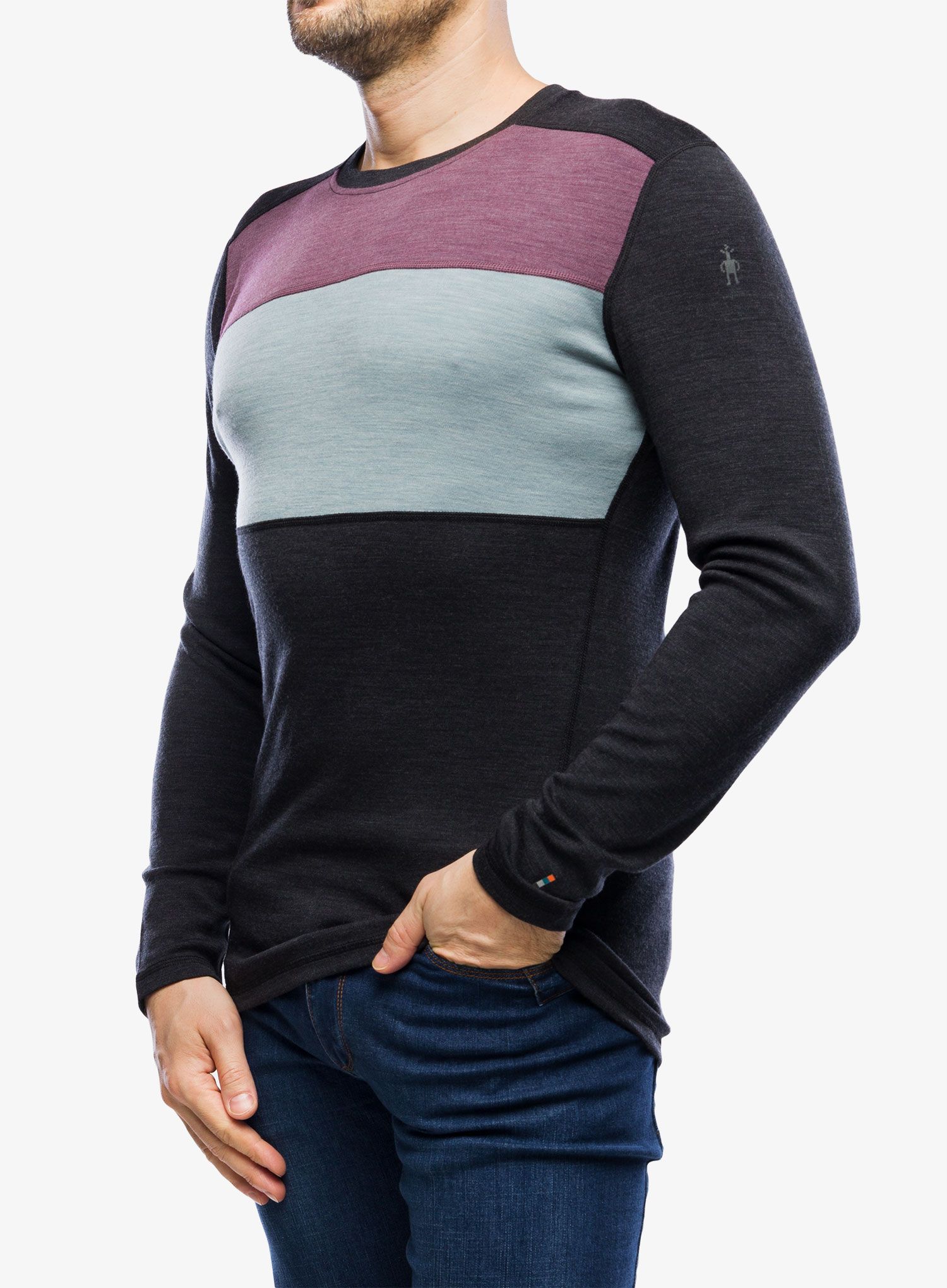 Термокофта Smartwool Classic Thermal Merino Base Layer Colorblock Crew Boxed - charcoal/argyle purple