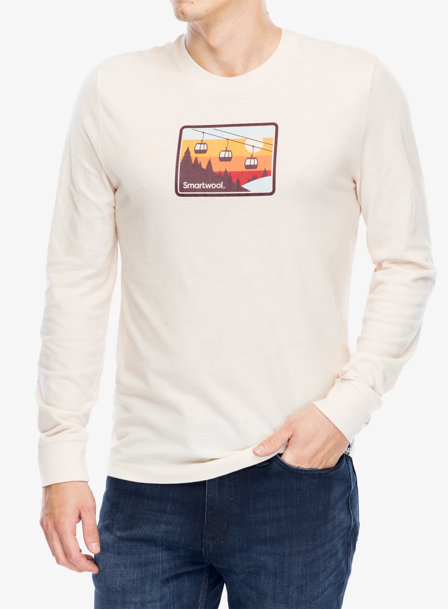 Кофта без каптура Smartwool Gondola Ride Graphic Long Sleeve Tee - almond