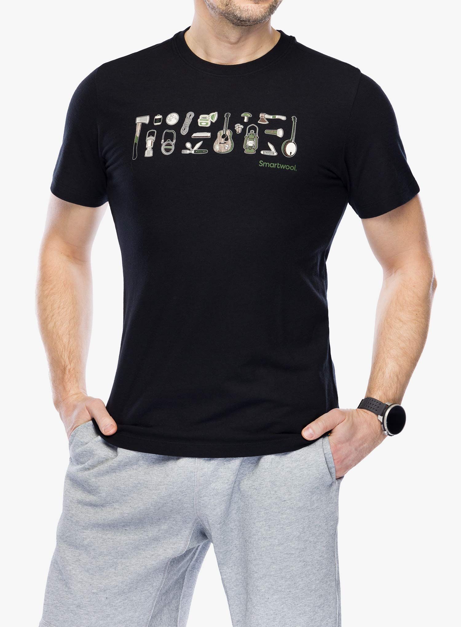 Футболка з мериноса Smartwool Gone Camping Graphic Short Sleeve Tee  - black