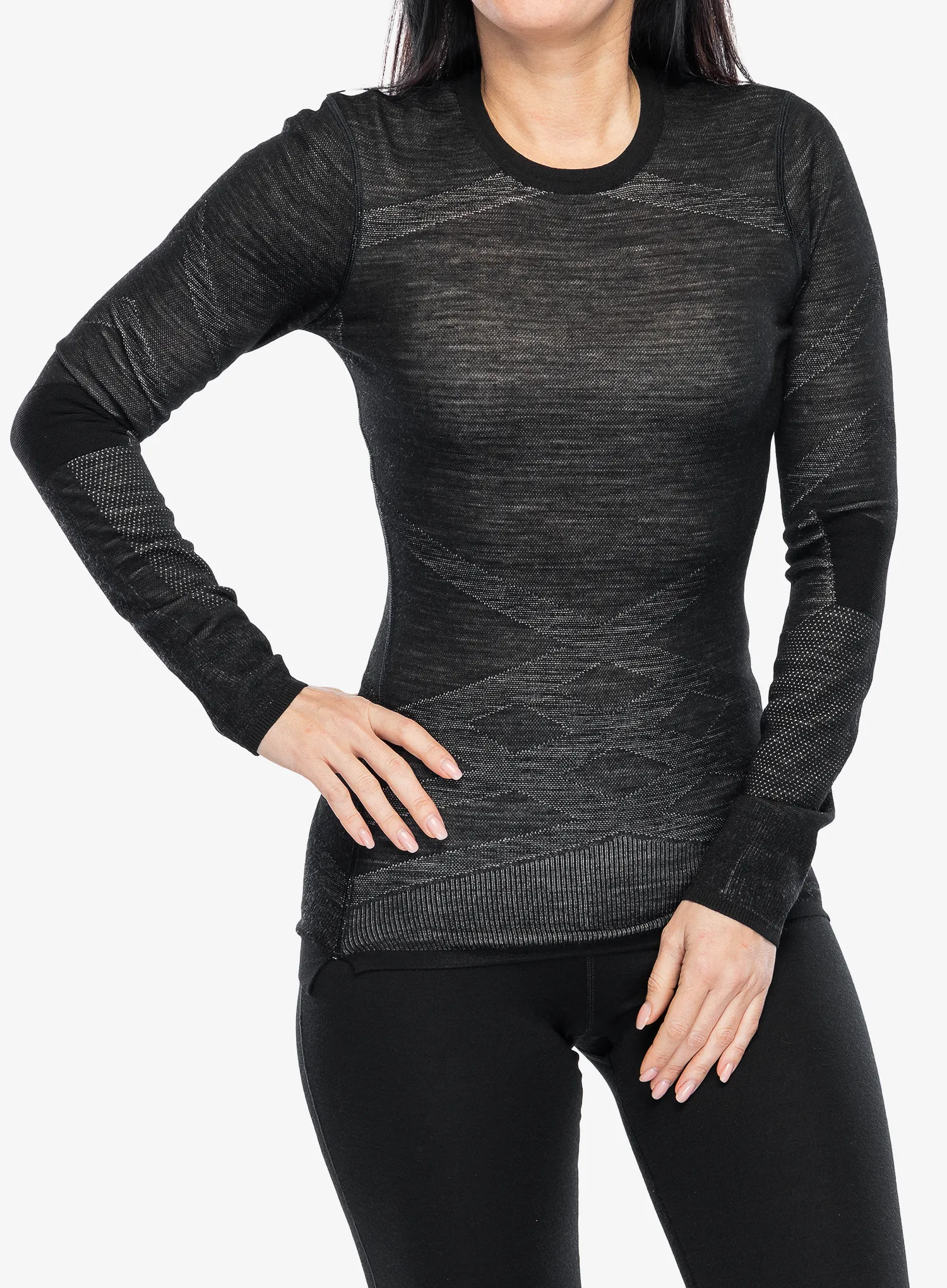 Кофта жіноча Smartwool Intraknit Merino 200 Crew - black/white