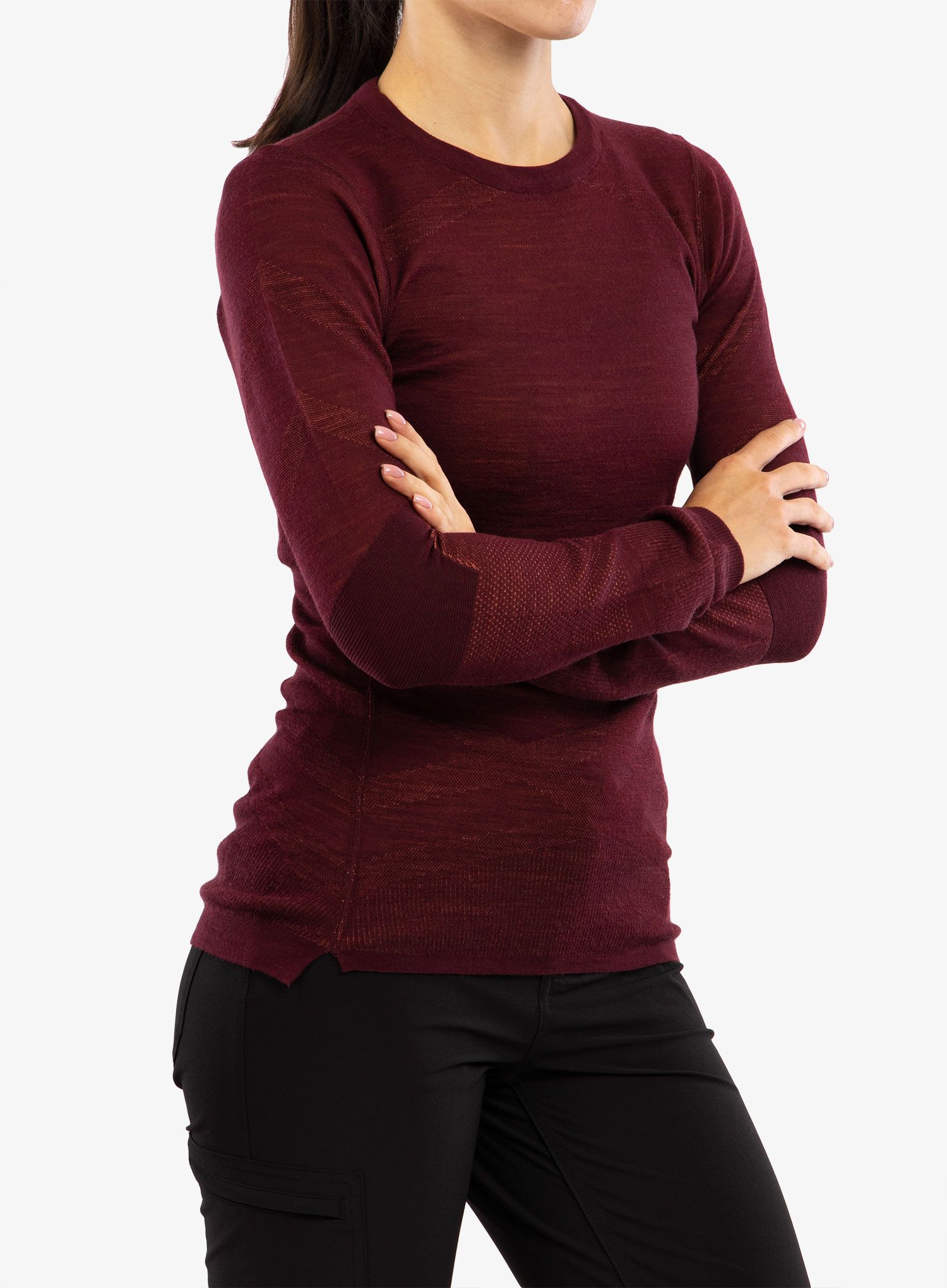 Термокофта жіноча Smartwool Intraknit Merino Crew - black cherry