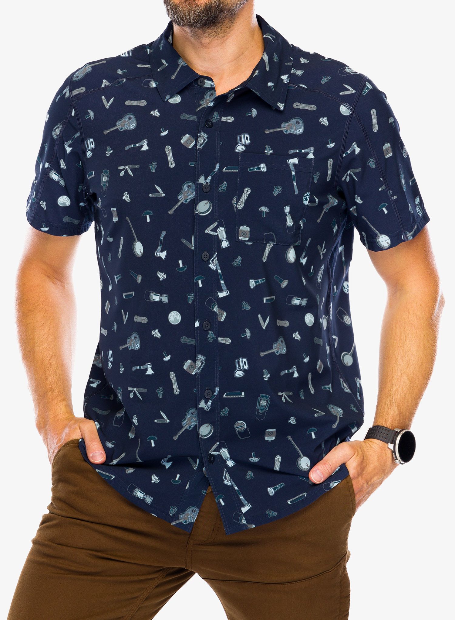Сорочка Smartwool Printed Short Sleeve Button Down - deep navy