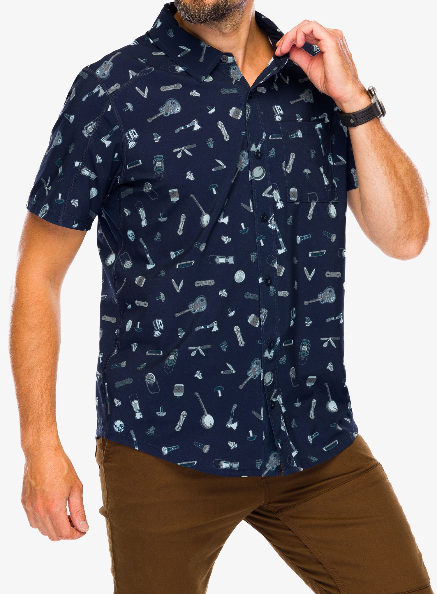 Сорочка Smartwool Printed Short Sleeve Button Down - deep navy