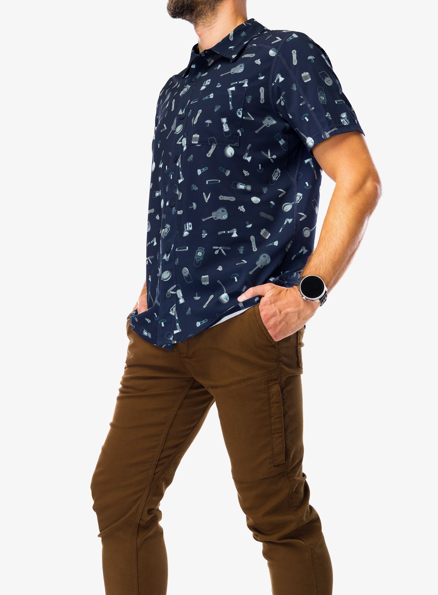Сорочка Smartwool Printed Short Sleeve Button Down - deep navy