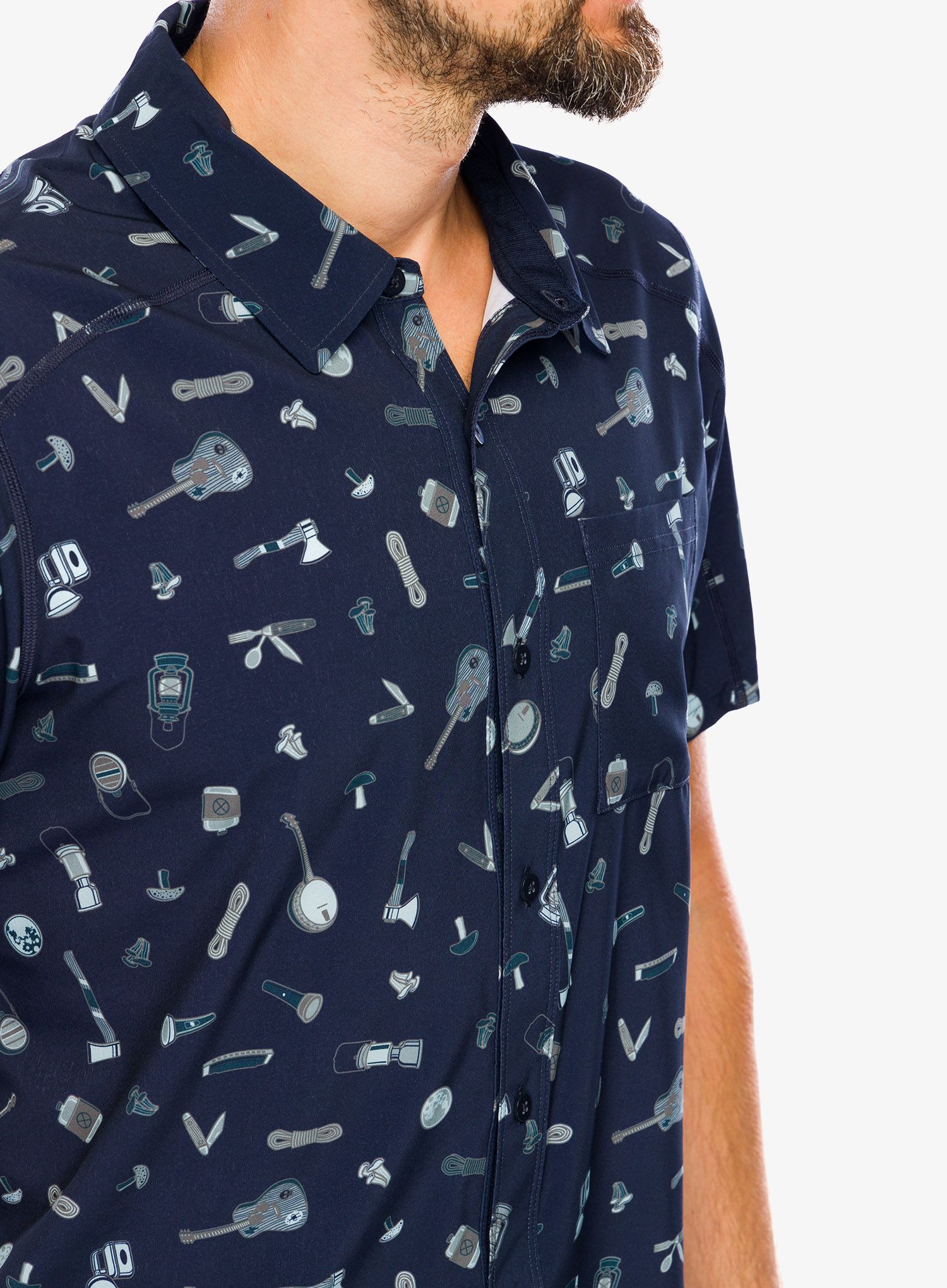 Сорочка Smartwool Printed Short Sleeve Button Down - deep navy