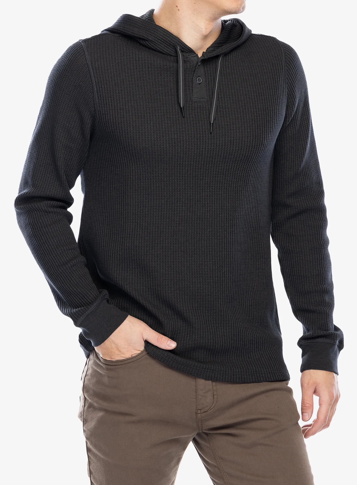 Кофта з каптуром Smartwool Waffle Henley Hoodie - charcoal