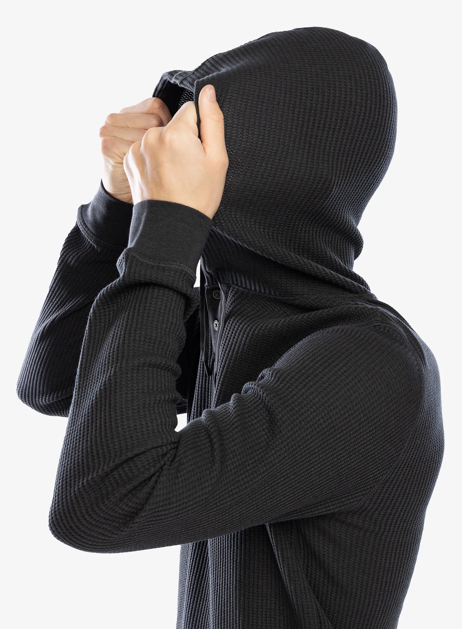 Кофта з каптуром Smartwool Waffle Henley Hoodie - charcoal
