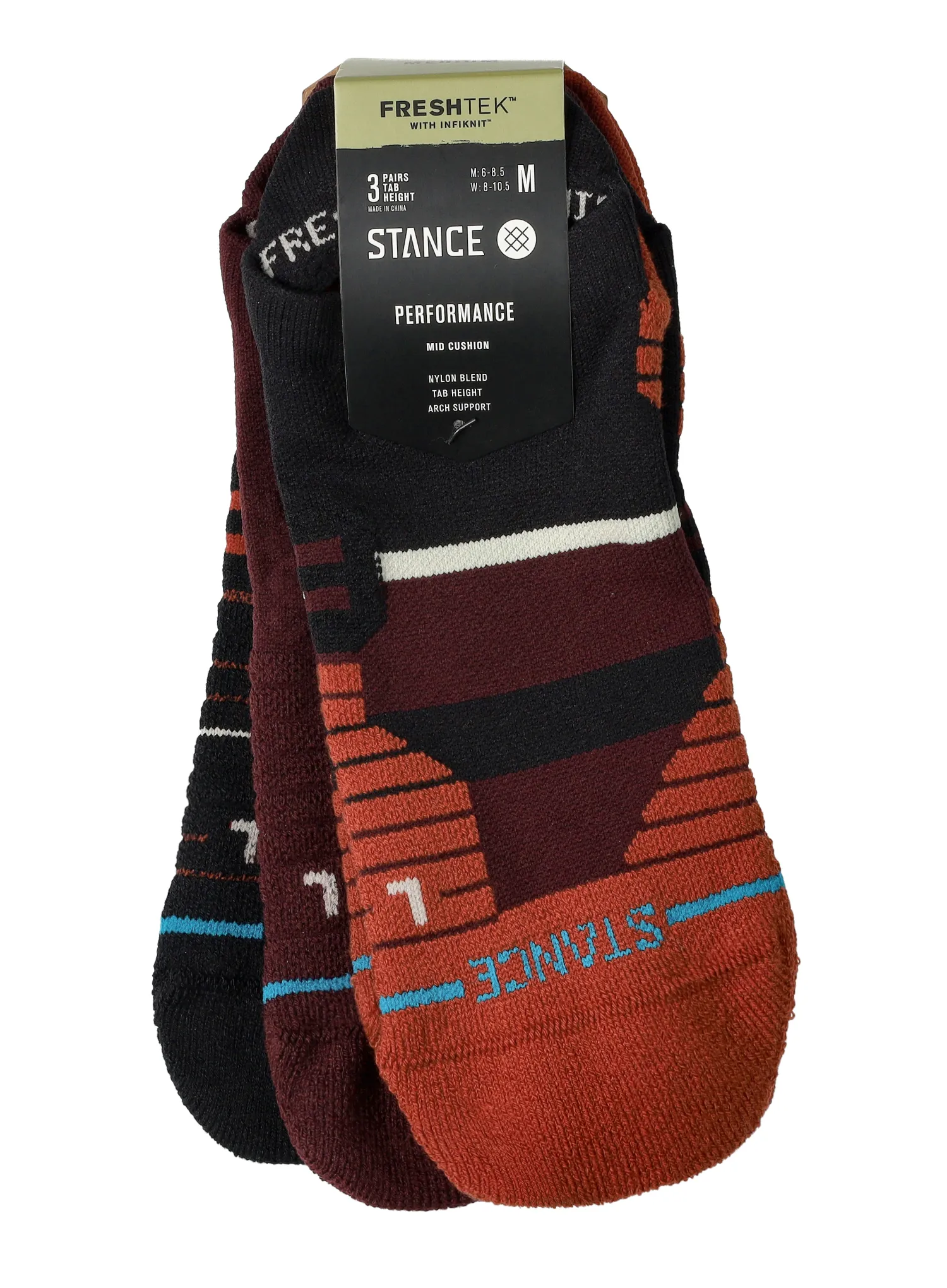 Шкарпетки Stance Cavern Mid Tab 3-Pack - wine