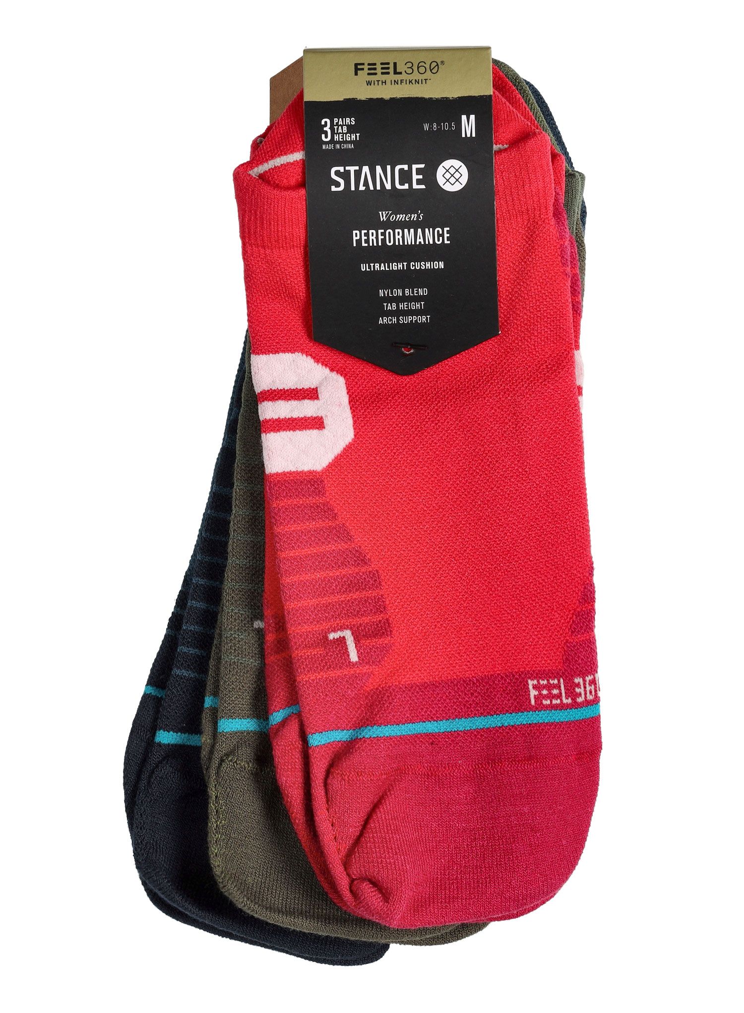 Шкарпетки для бігу Stance Get Set Tab 3 Pack - red