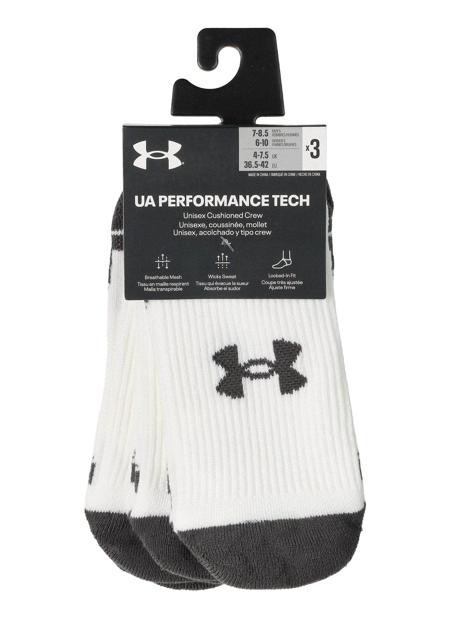 Шкарпетки Under Armour UA Performance Tech 3-Pack Crew - white/white/jet gray