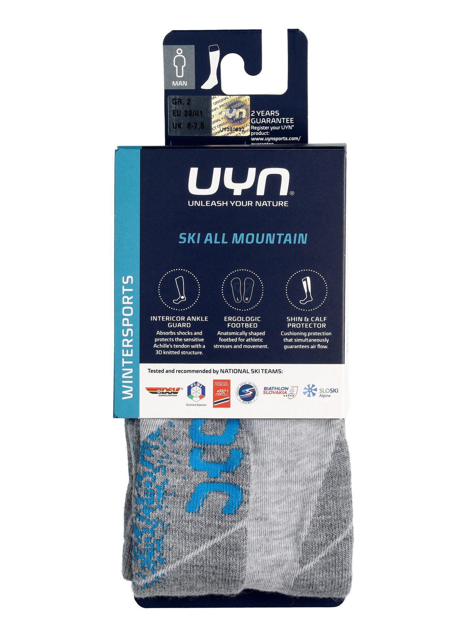 Шкарпетки лижні UYN Ski All Mountain Man - light grey melange/azure