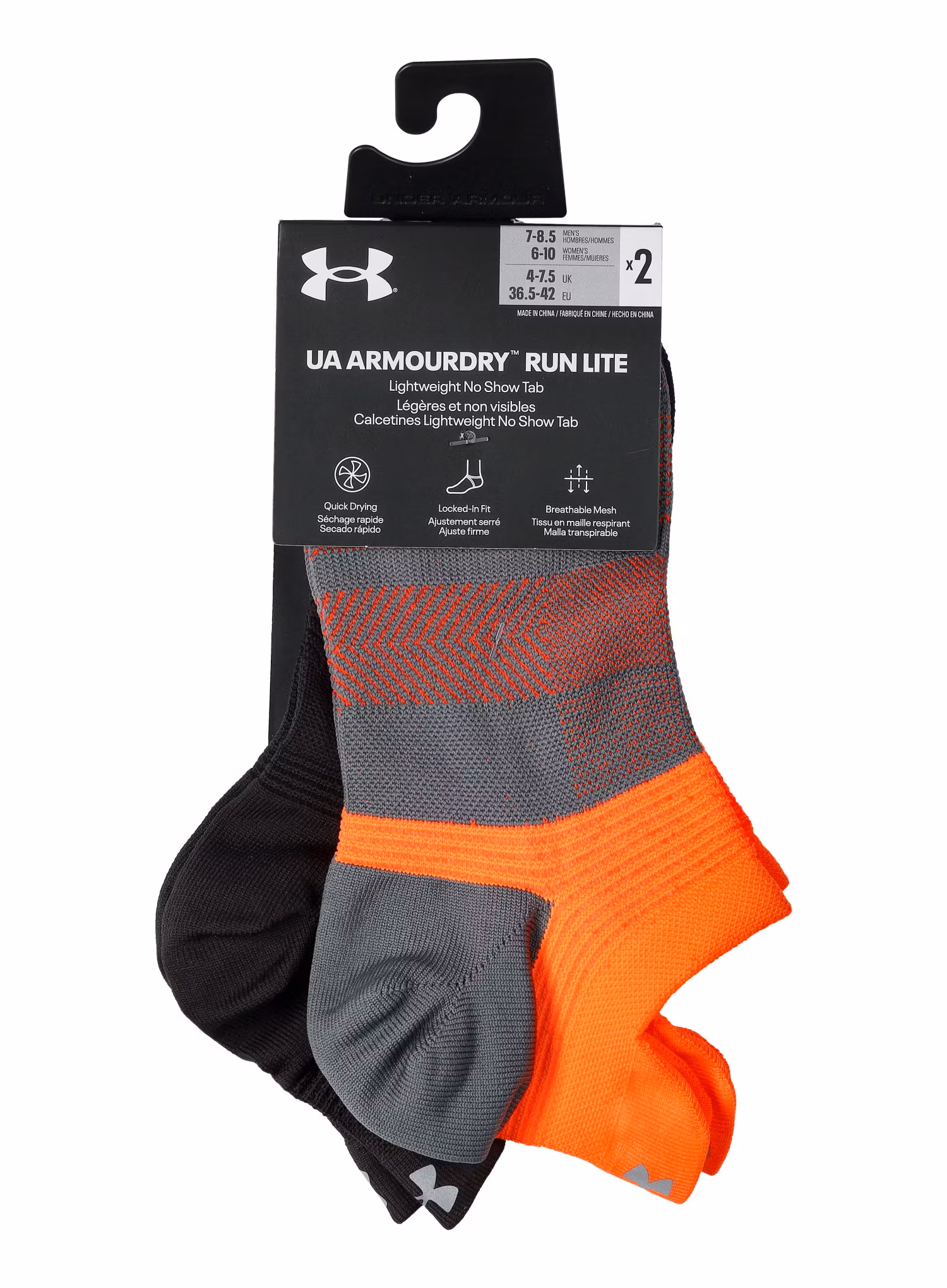Шкарпетки для бігу Under Armour AD Run Lite 2pk NS Tab - pitch gray/black/reflective