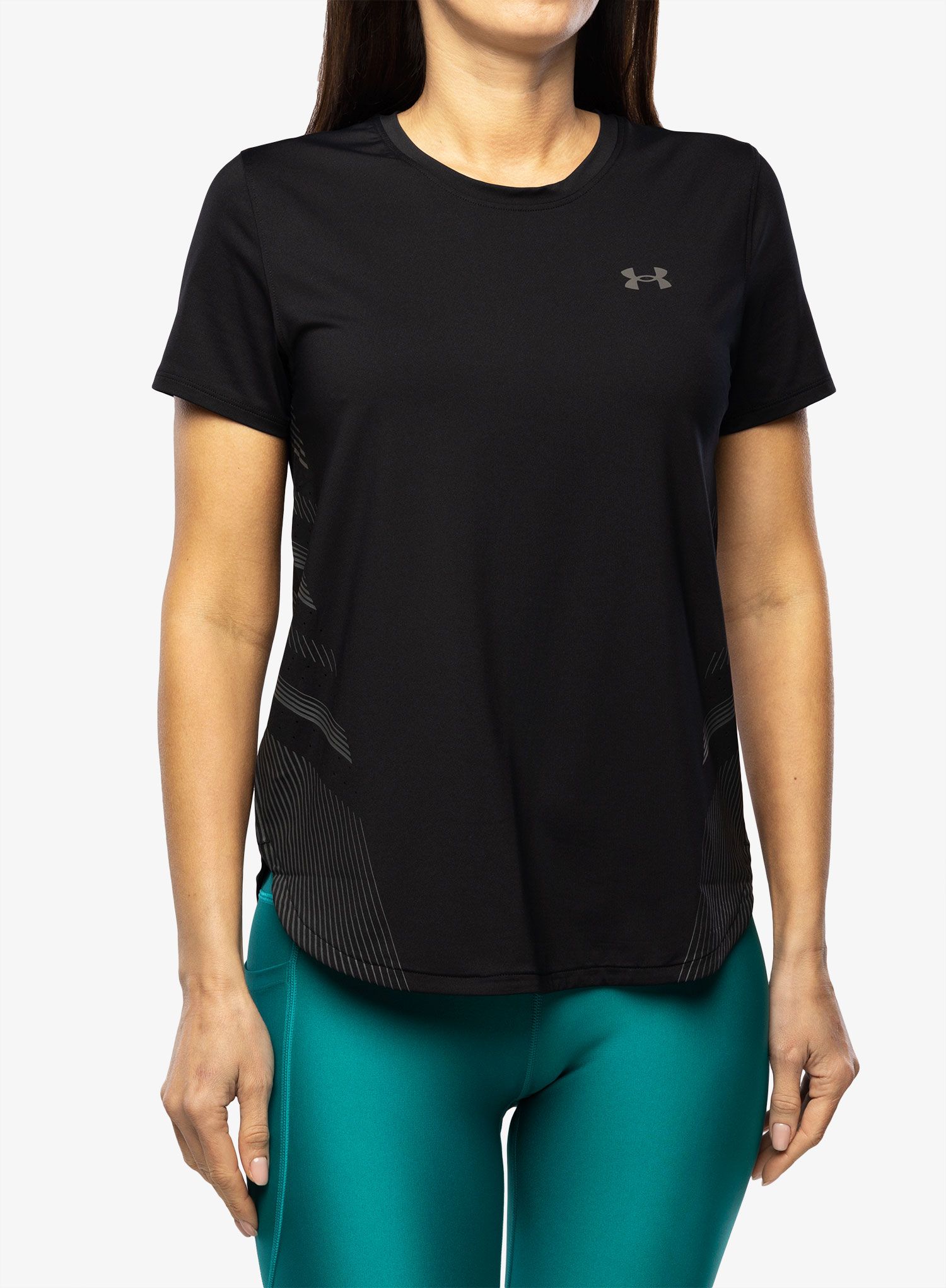 Футболка для бігу жіноча Under Armour Iso-Chill Laser Tee II - black/pitch gray/reflective