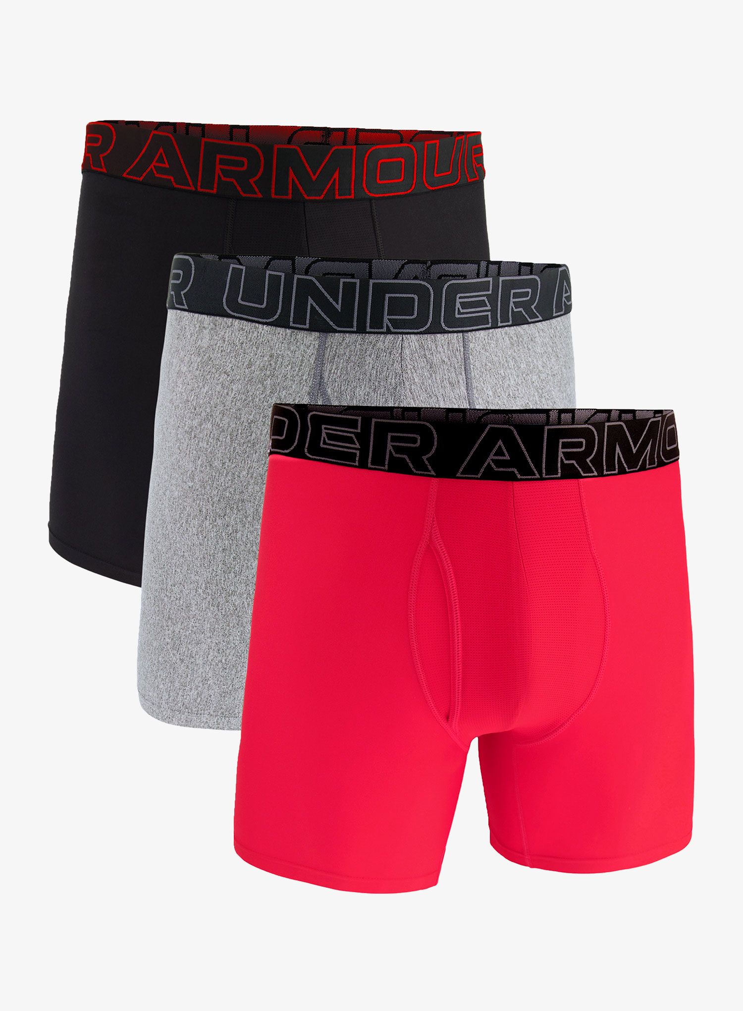 Боксери  Under Armour Performance Tech 6 in 3-Pack Boxerjock - red/castlerock full heather