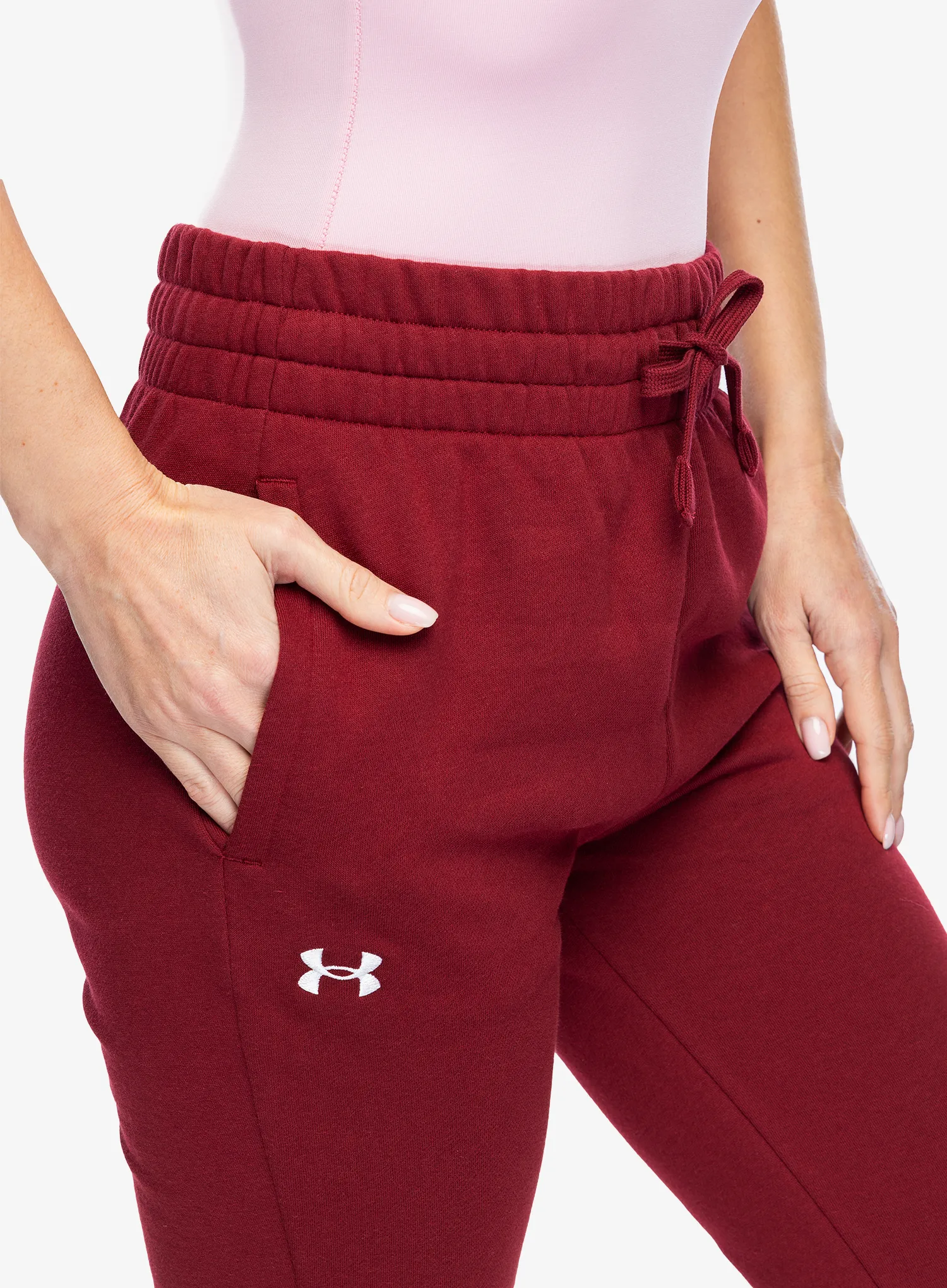 Штани жіночі Under Armour Rival Fleece Joggers - cardinal/white