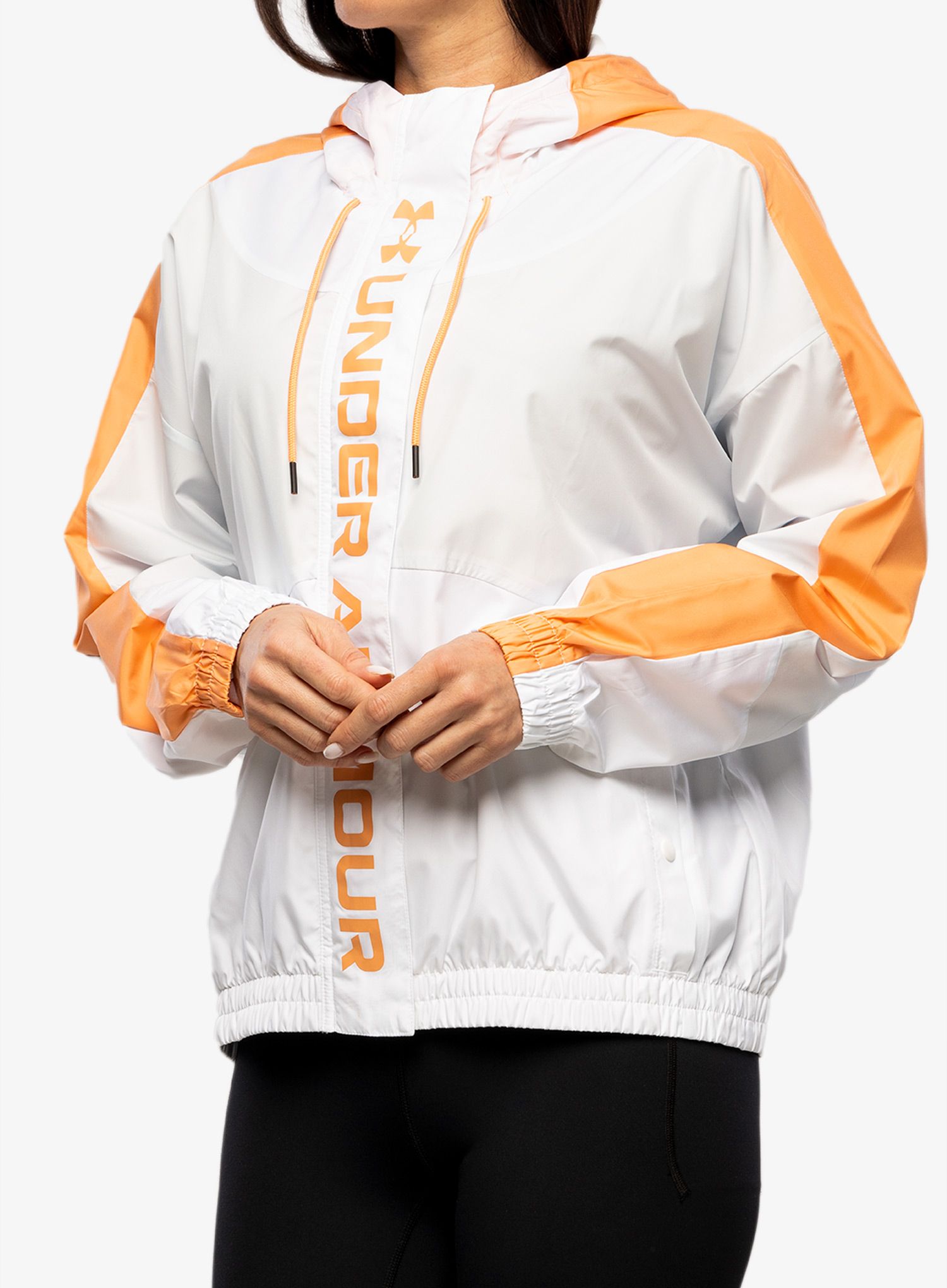 Куртка жіноча Under Armour UA Rush Woven FZ Jacket - white/mellow orange