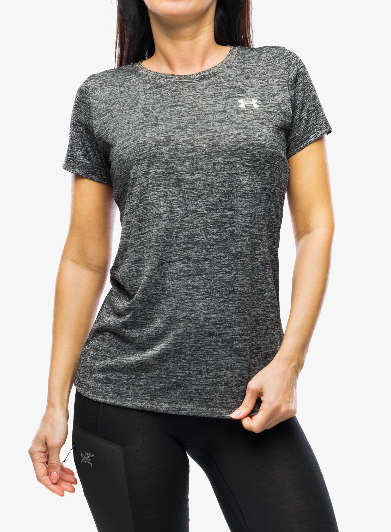 Футболка для тренувань жіноча Under Armour Tech SSC Twist - black/metallic silver