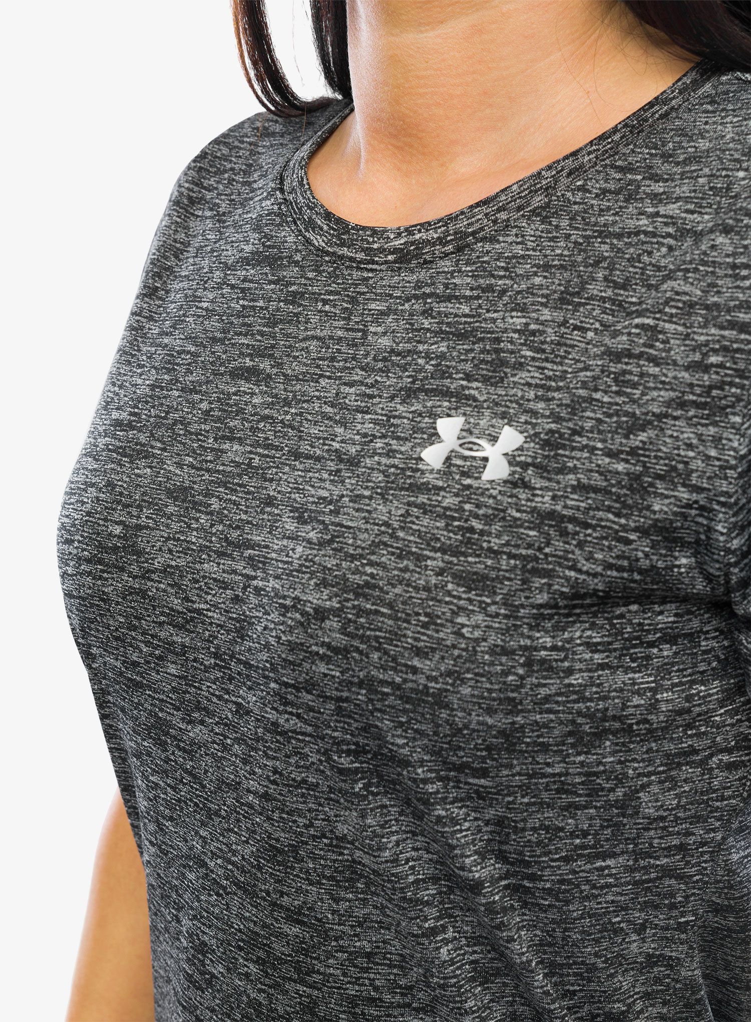 Футболка для тренувань жіноча Under Armour Tech SSC Twist - black/metallic silver