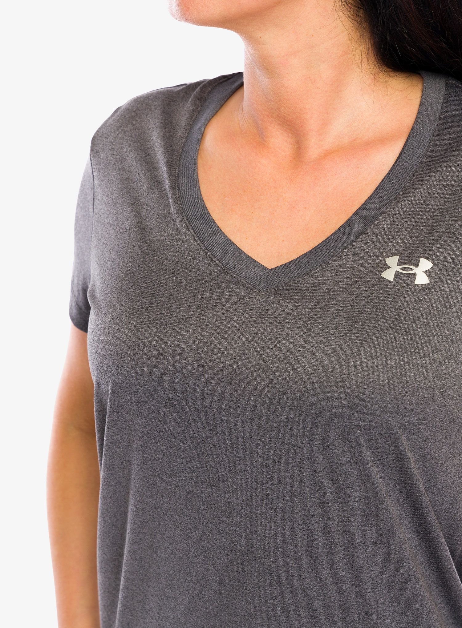Футболка жіноча Under Armour Tech SSV Solid - carbon heather/metallic silver