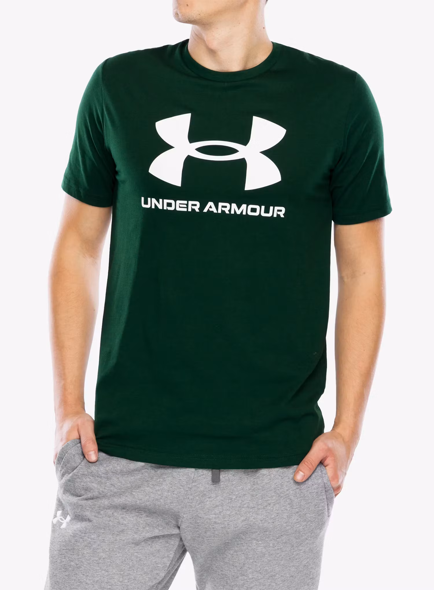 Футболка бавовняна Under Armour UA Logo Short Sleeve - forest green/white