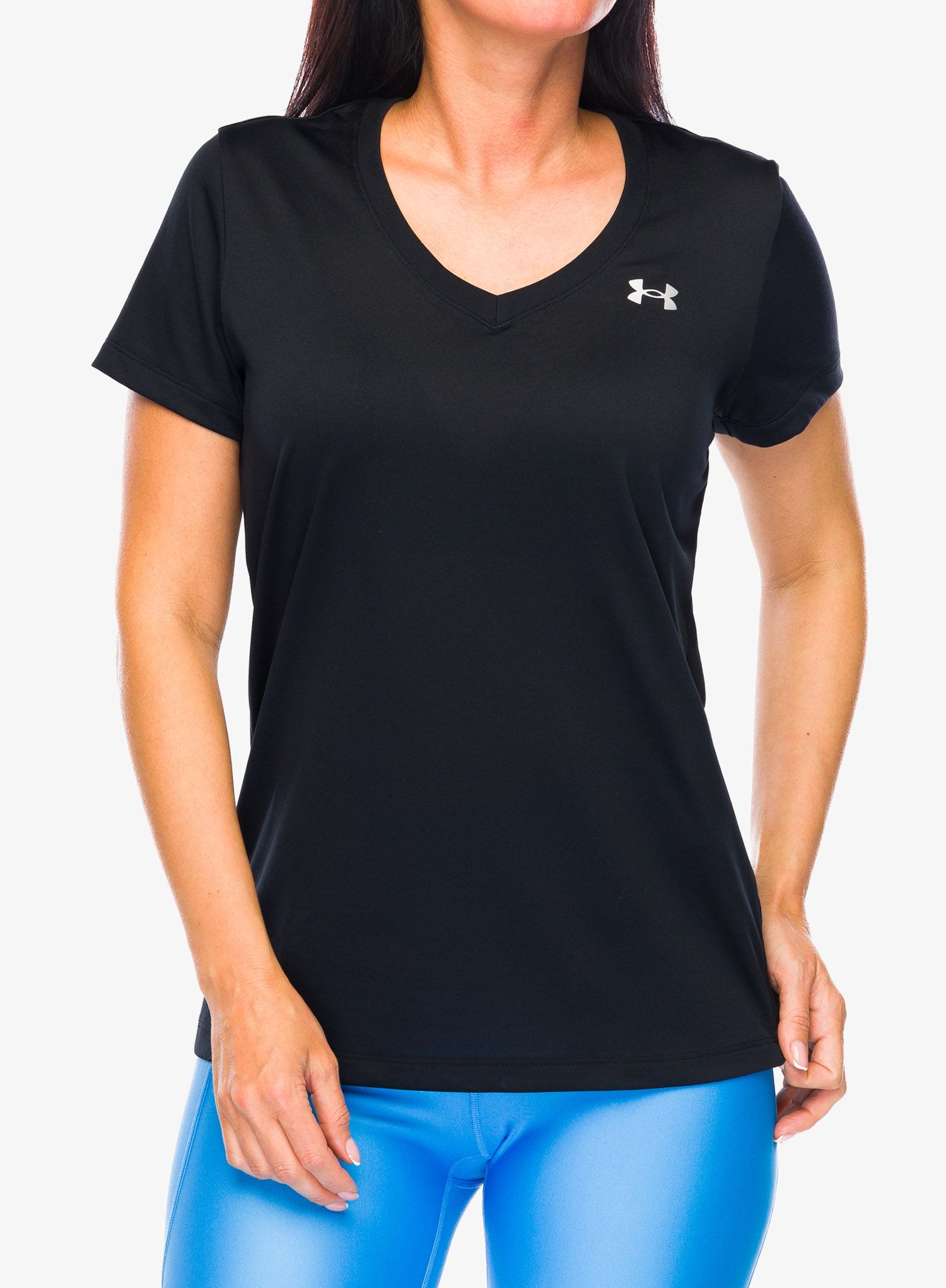 Футболка жіноча Under Armour UA Tech V-Neck - black/metallic silver