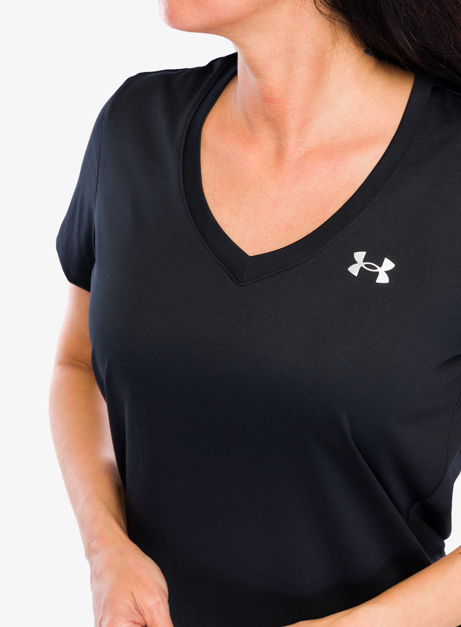 Футболка жіноча Under Armour UA Tech V-Neck - black/metallic silver