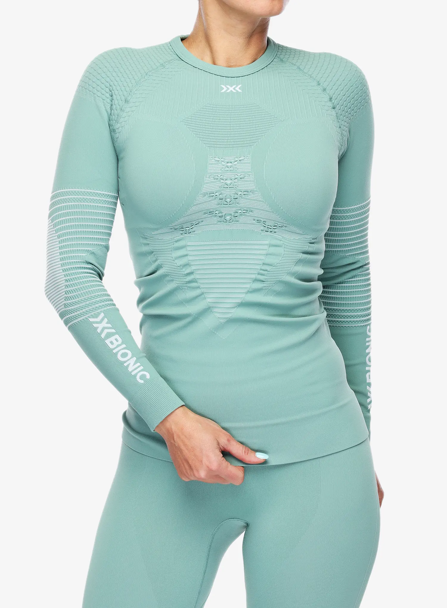 Термокофта жіноча X-Bionic Energizer 4.0 Shirt Round Neck - green/optical white