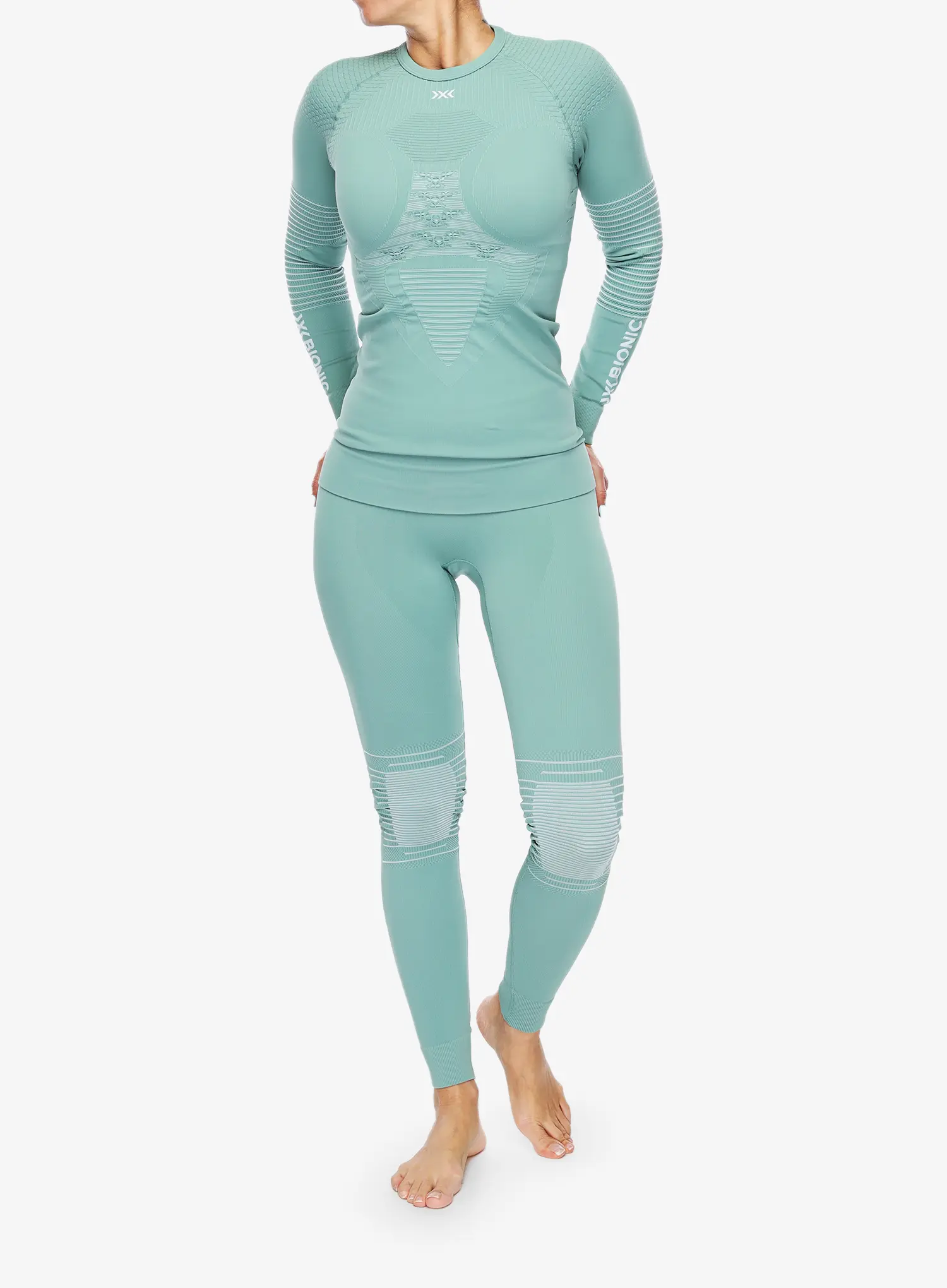 Термокофта жіноча X-Bionic Energizer 4.0 Shirt Round Neck - green/optical white