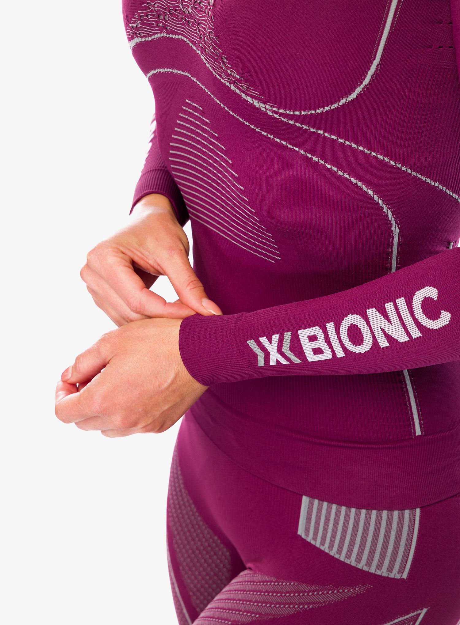 Кофта жіноча X-Bionic Energy Accumulator 4.0 Shirt Round Neck - plum/pearl grey