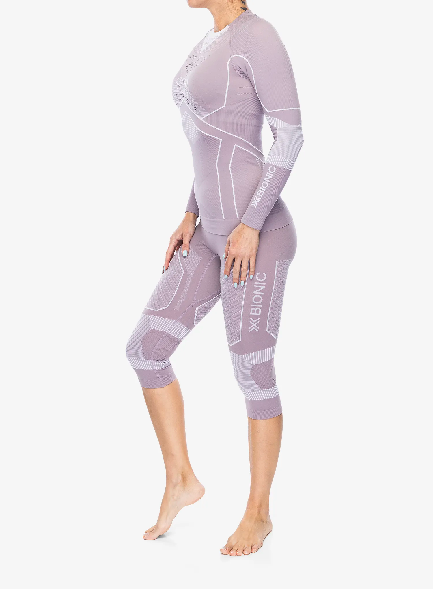 Термолегінси жіночі X-Bionic Energy Accumulator Light Pants 3/4 - lavender/arctic white
