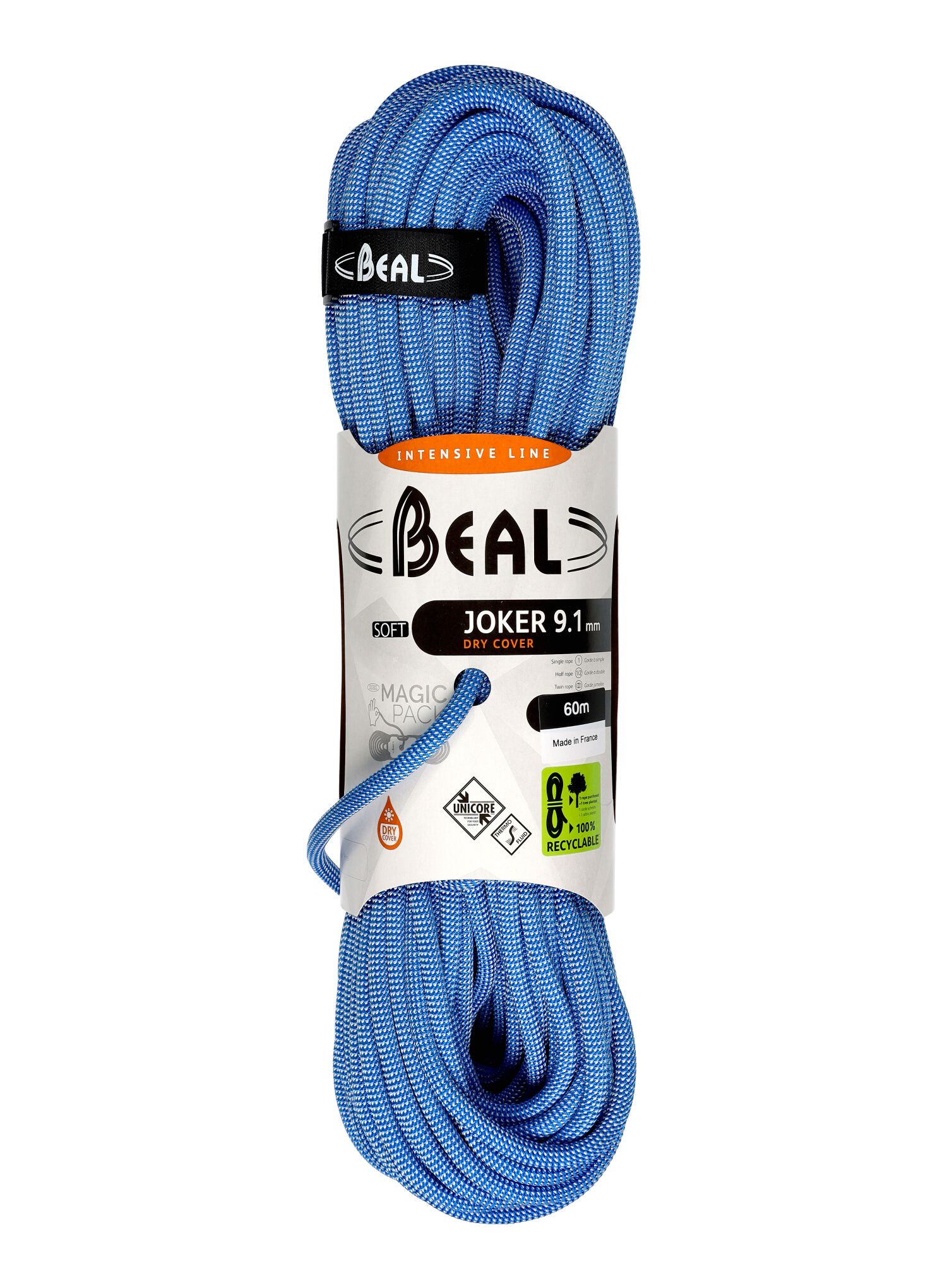 Мотузка для альпінізму Beal Joker Soft 9,1 mm 60m Unicore Dry Cover - blue