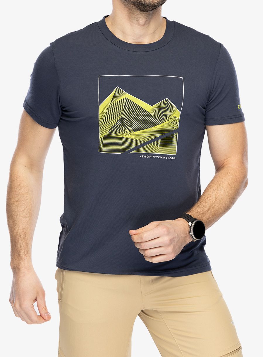 Футболка з принтом CMP Verte T-Shirt Bamboo Jersey - b.blue/lime