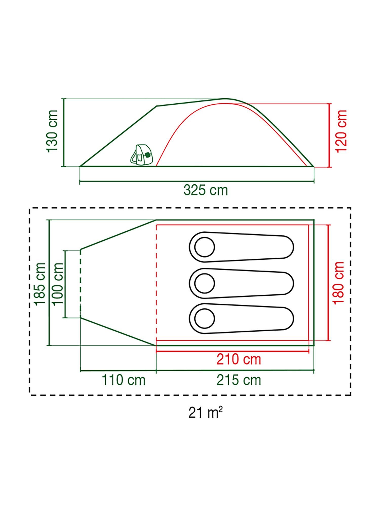 Намет 3-місний Coleman Darwin 3 Plus - grey/green