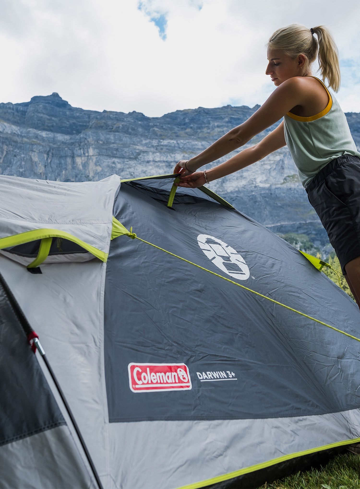 Намет 3-місний Coleman Darwin 3 Plus - grey/green