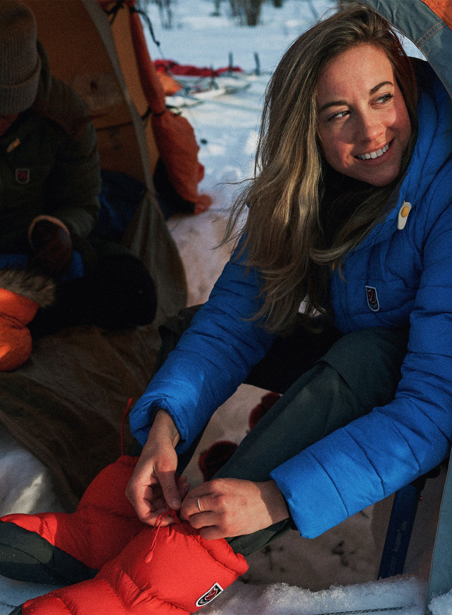 Тапочки пухові Fjallraven Expedition Down Booties - true red