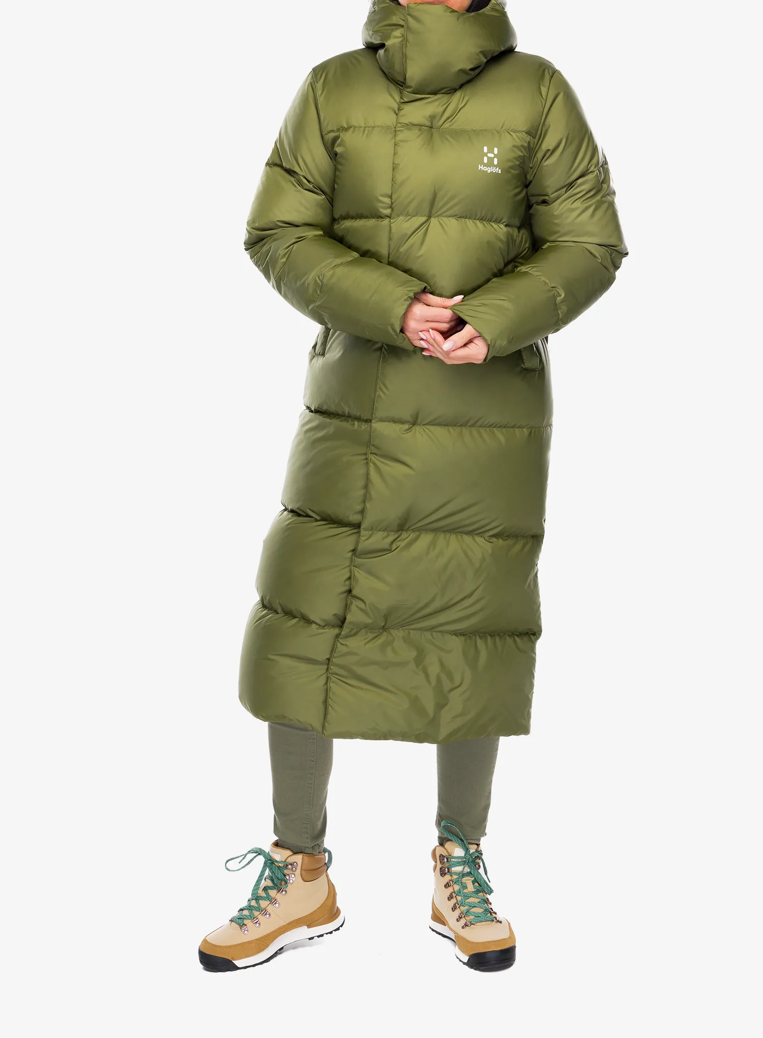Плащ пуховий жіночий Haglofs Long Down Parka - olive green