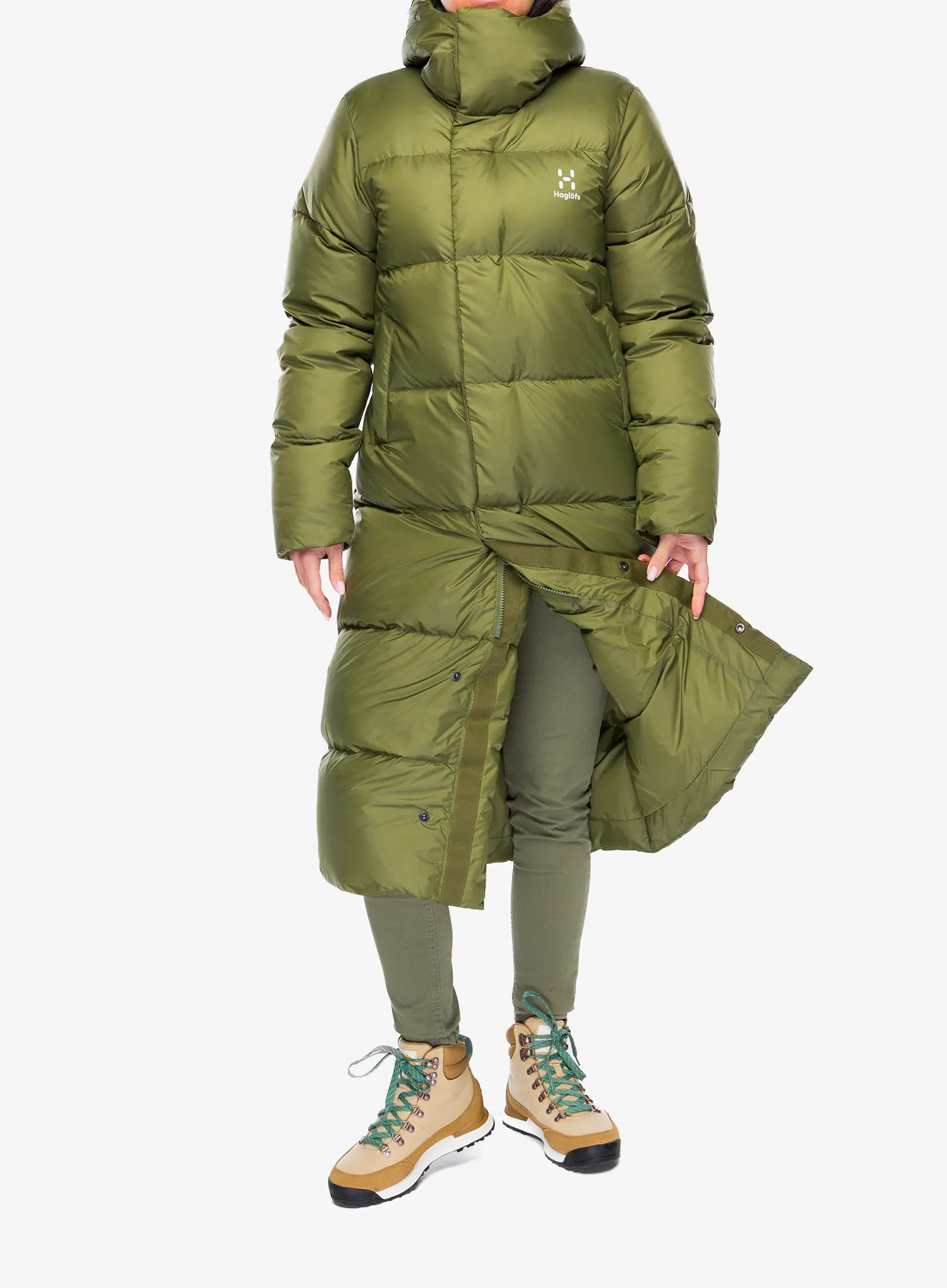 Плащ пуховий жіночий Haglofs Long Down Parka - olive green