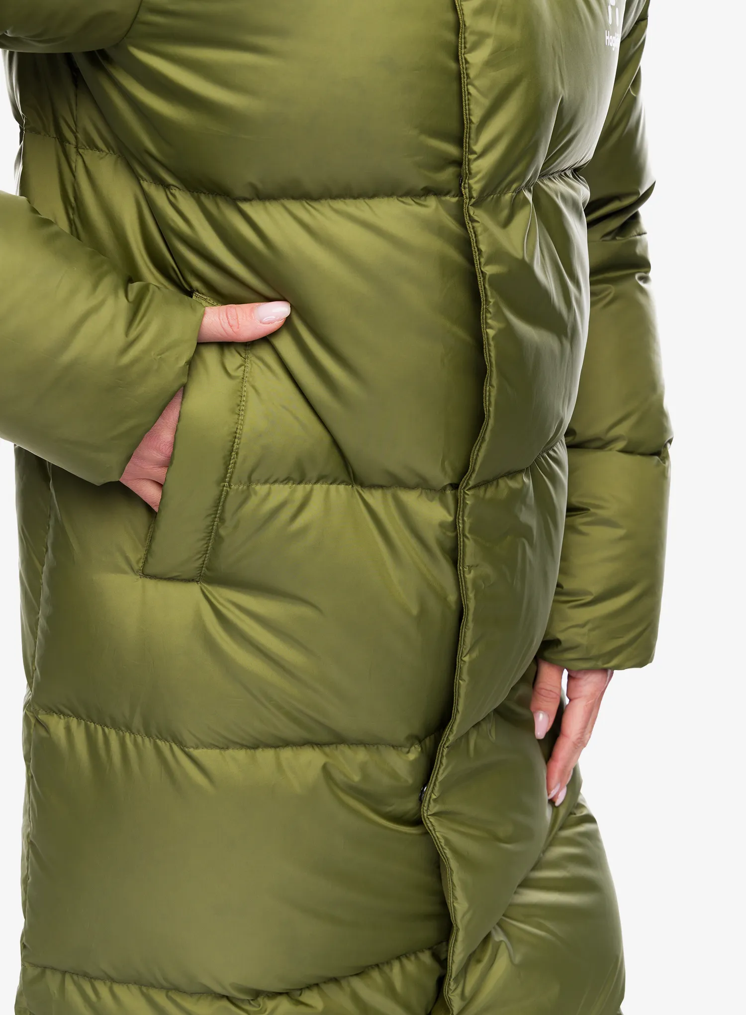 Плащ пуховий жіночий Haglofs Long Down Parka - olive green