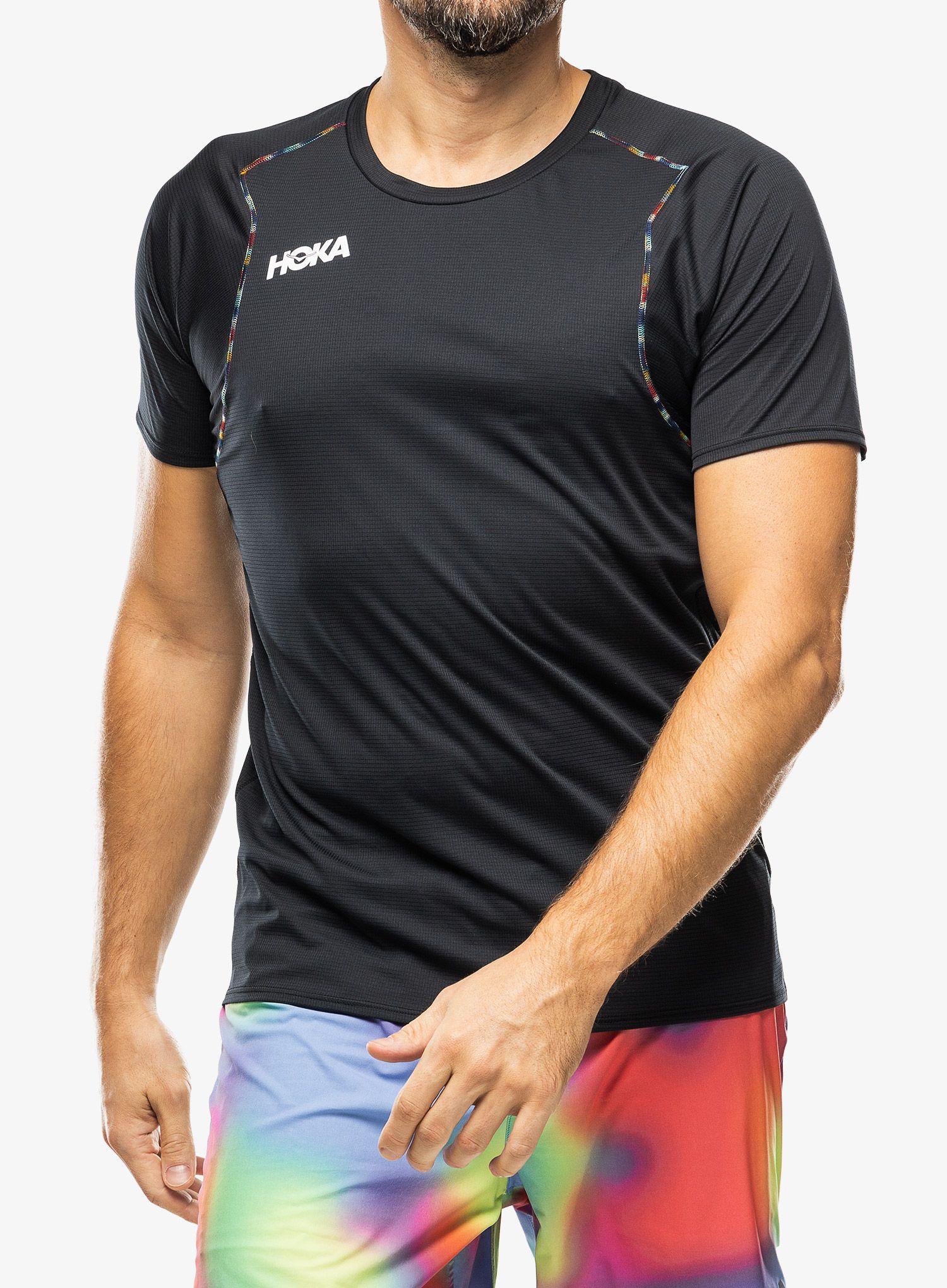Футболка для бігу Hoka Glide Short Sleeve - black/multi